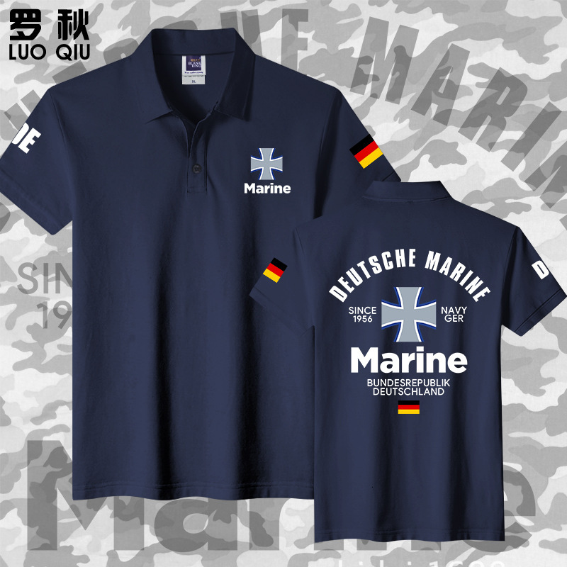 German Navy, Air Force, Army Special Forces Short-Sleeved Polo Shirts for Men and Women, Half-Sleeved Lapel Tops