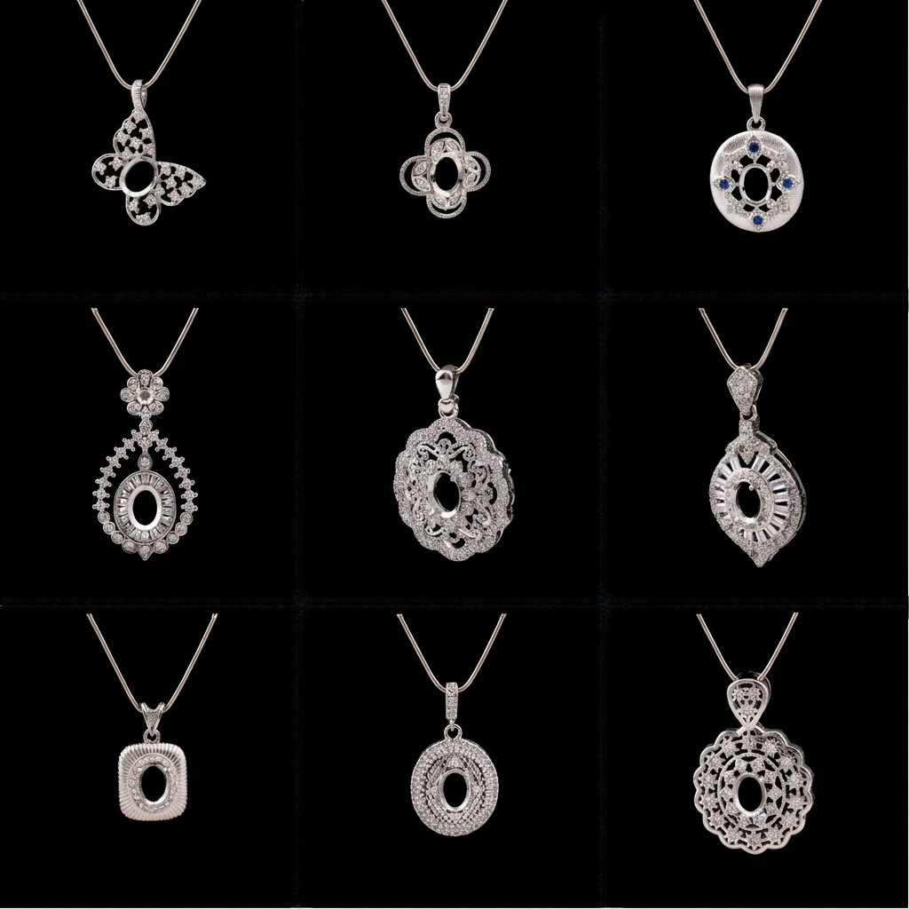 Pendant frame 6x8mm egg-shaped, key and butterfly necklace accessories, exquisite and elegant, Chinese style, popular item from Xiaohongshu live stream