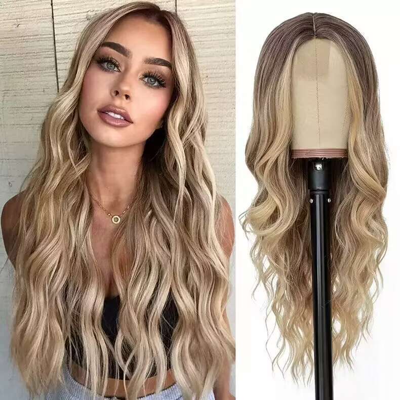 Amazon European and American Women's Wig with Middle Parting, Big Waves, Long Curly Hair Wig, One Piece Wholesale from Manufacturer Amazon European and American Women's Wig with Middle Parting, Big Waves, Long Curly Hair Wig, One Piece Wholesale from Manufacturer