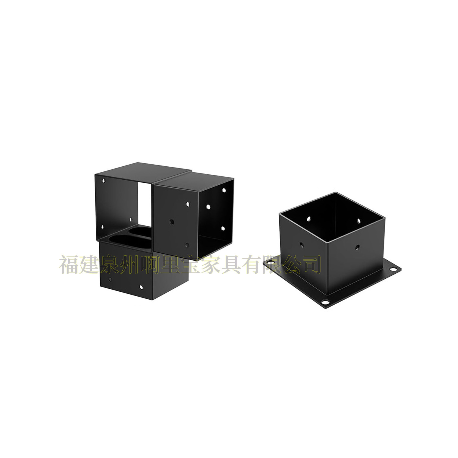 Base Conectora de Tres Vías para Poste de Madera de Acero al Carbono, Fijación con Tornillos, para Cenadores de Jardín