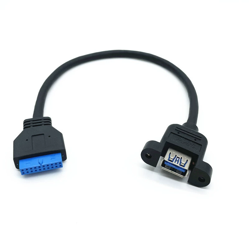 Удлинительный кабель для материнской платы 20PIN - USB 3.0 с отверстием под винт-ушок для корпуса компьютера