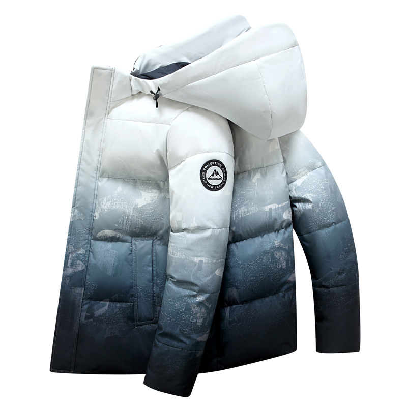 Down Jacket Men's 2025 Winter New Style Young Men's down Jacket Hooded Young and Middle-Aged Thickeneded Warm Student Jacket