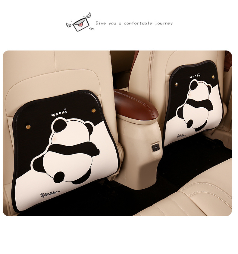 Cute Panda Short Seat Back Anti-kick Cushion for Car Seat Back Anti-fouling Cushion Suspended Seat Anti-rub Cushion