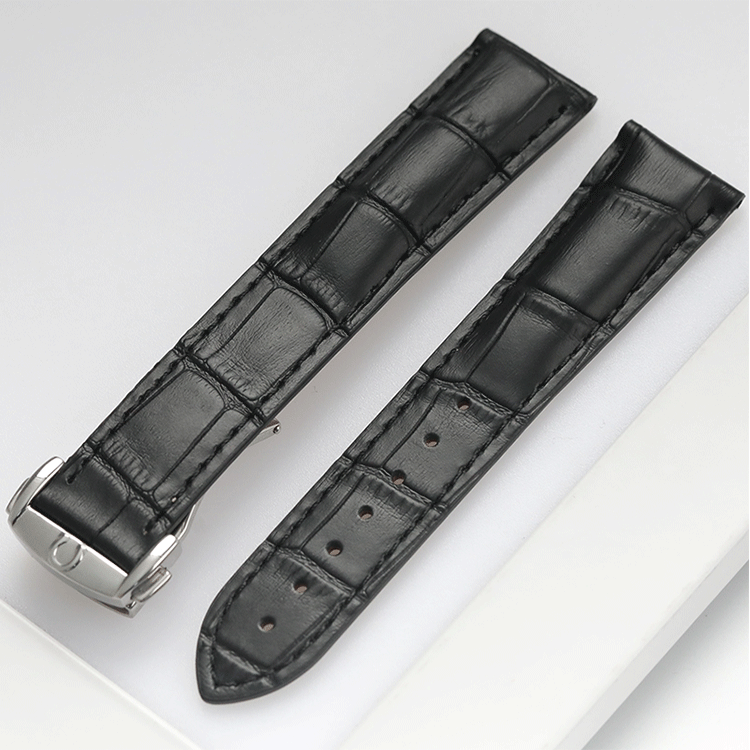 Genuine Leather Strap for Men and Women Bamboo Pattern Strap Substitute Omega Seahorse Super Watch Strap Accessories Cowhide 20