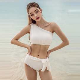 厂家出口泳衣女时尚新款性感分体韩国两件套白色温泉批发游泳衣