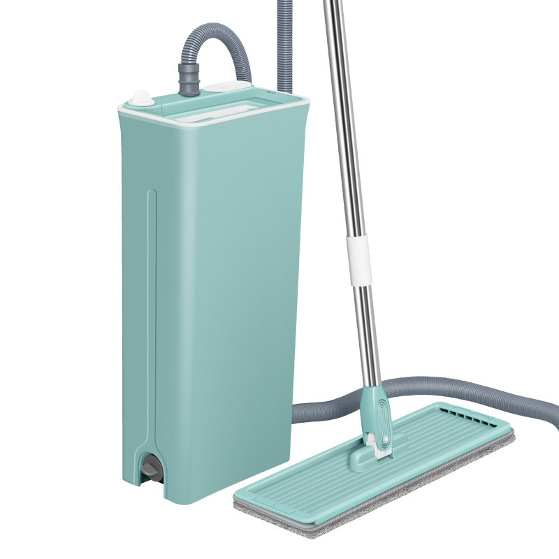 Un trapeador limpio sin lavado a mano trapeador plano seco y húmedo de doble propósito lavadora giratoria perezosa varilla de acero inoxidable universal absorbente de agua