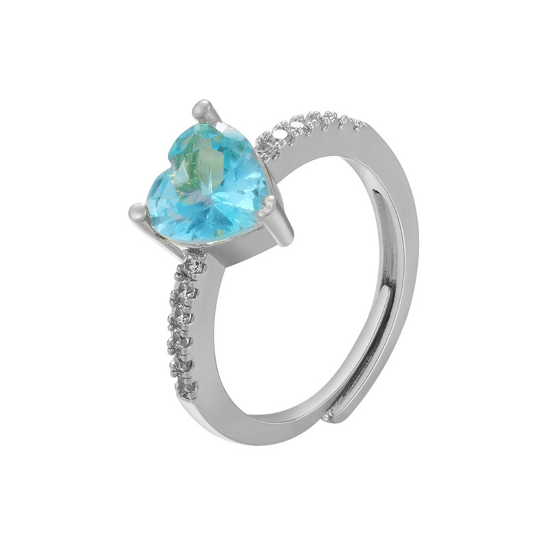 Heart Shape Pattern Fashion Heart Shape Copper Zircon Open Ring In Bulk