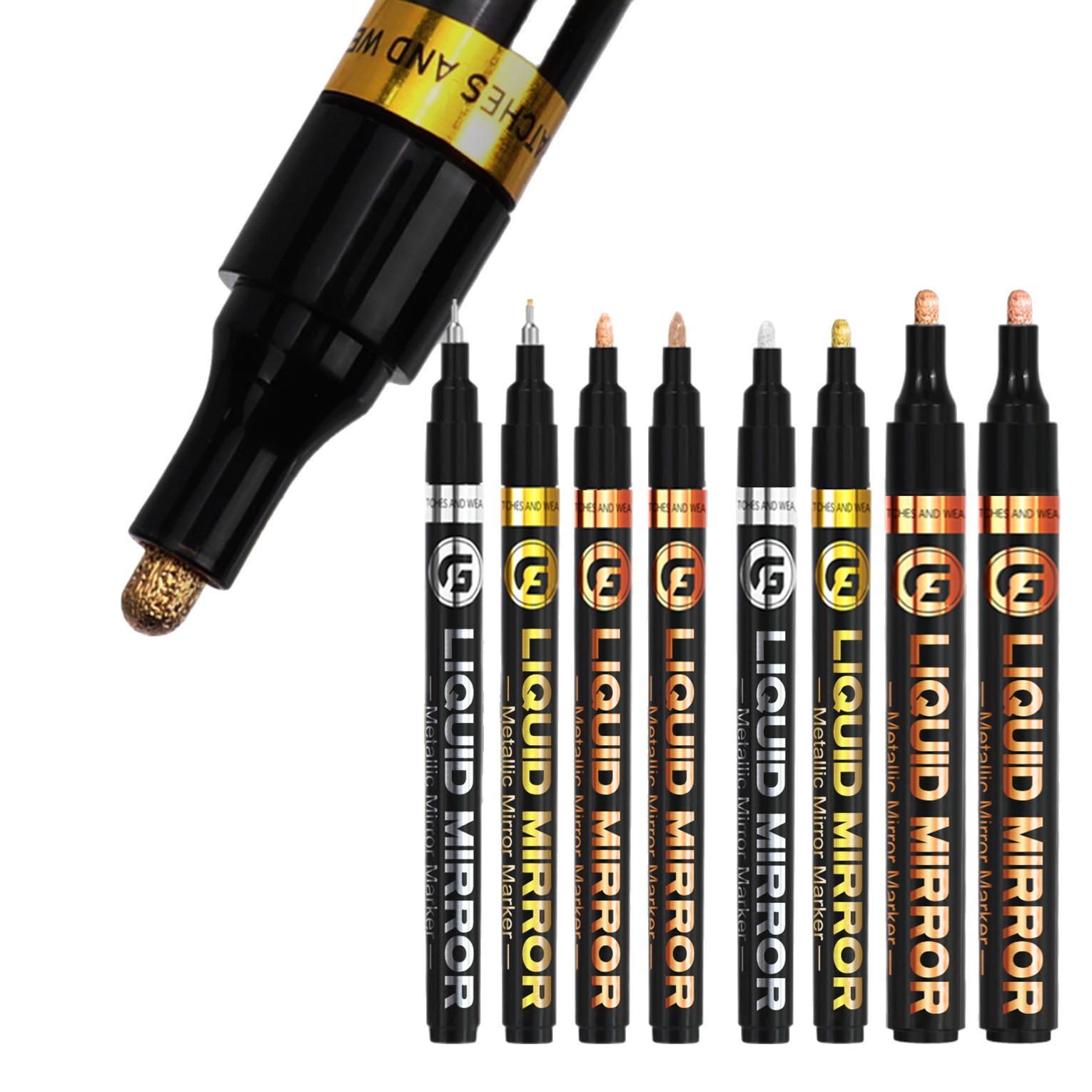 Guangna espejo de alto brillo cromado lápiz de color metálico modelo de pintura de pintura manual reparación de graffiti lápiz galvanizado