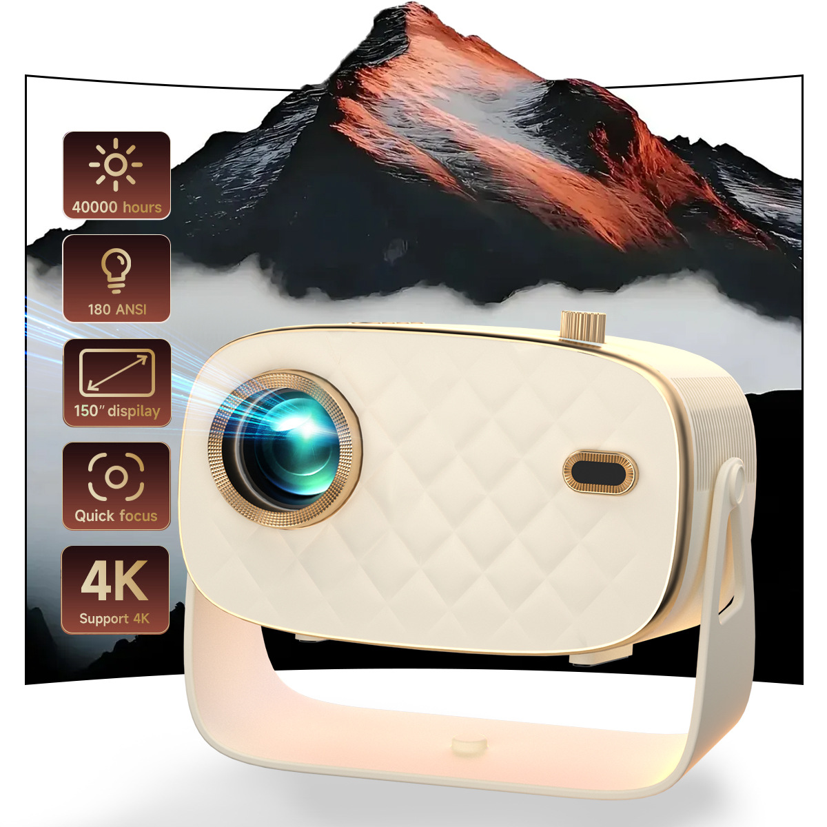 Cross-Border Classic Golden K9 High-Definition Business Projector Gift Bedroom Office Conference Projector Available in Multiple Colors