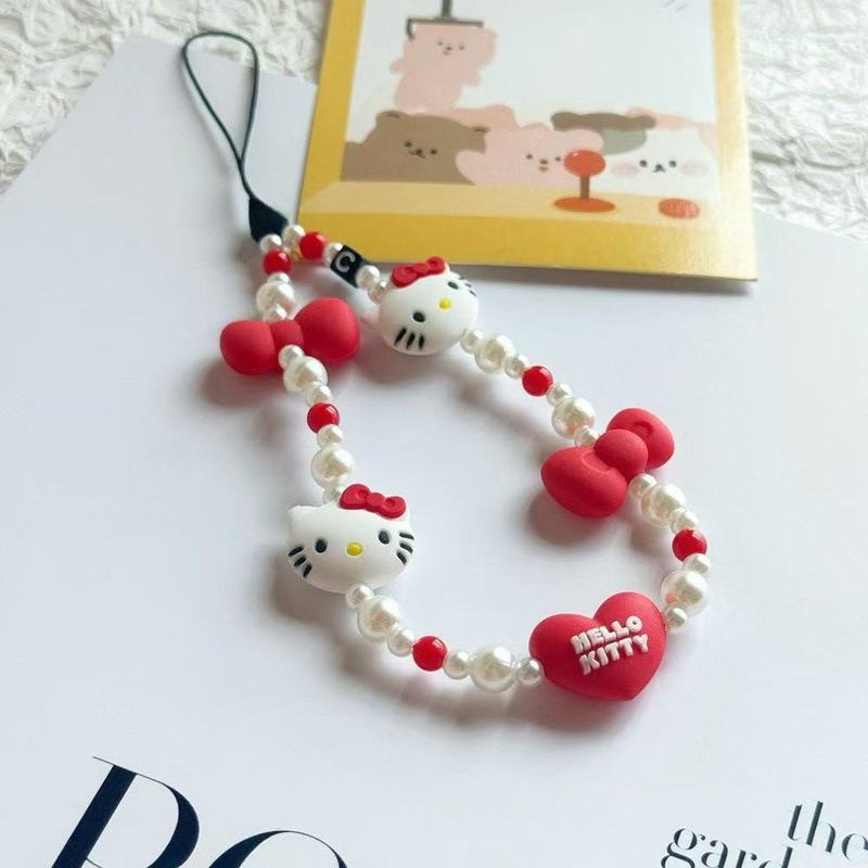 手机链三丽鸥hello kitty硅胶kt猫平替款串珠ccd装饰背包手机挂绳|undefined