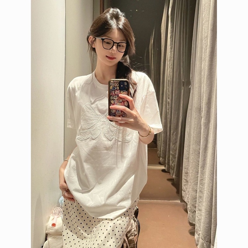 799 #   実質オリジナル蝶刺繍（ピュアコットン200gコーマタイトサイロ）レディース半袖Tシャツ|undefined