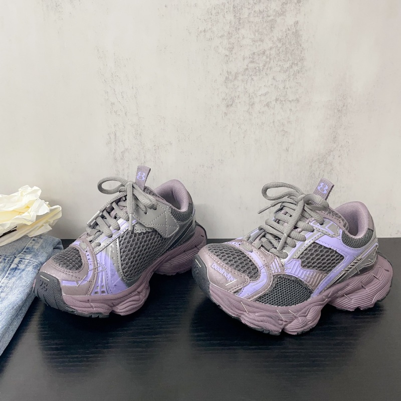 前系带装饰韩范风复古百搭四色款拼接老爹鞋2025年秋款男女童跑鞋|undefined