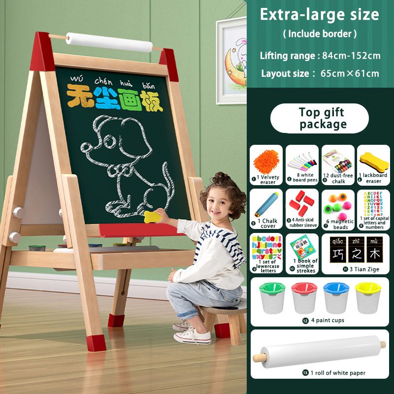 Tipo de soporte de pizarra pequeña para niños, aprendizaje en casa, escritura magnética de doble cara, dibujo, caballete de tablero de dibujo libre de polvo borrable