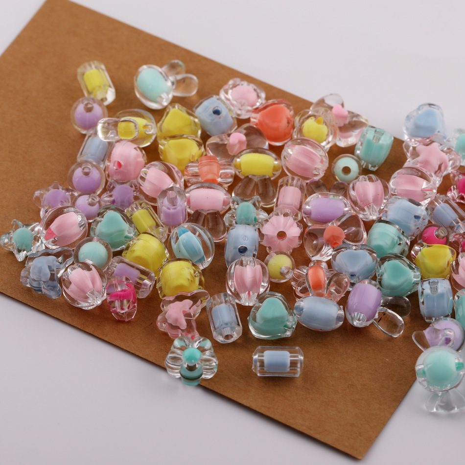 Acrílico color caramelo cuentas transparentes cuentas redondas accesorios de joyería bricolaje pulsera collar material de cuentas