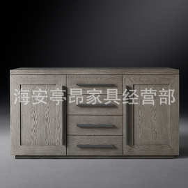 美式乡村简约复古轻奢餐厅餐柜茶水柜实木经典酒店民宿别墅样板房