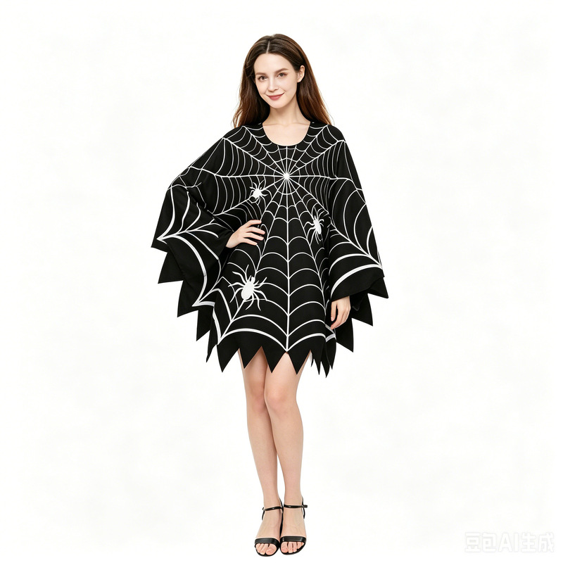 Halloween New Style Pumpkin Spider Web Skull Ghost Cape Shawl Carnival Costume Party Character