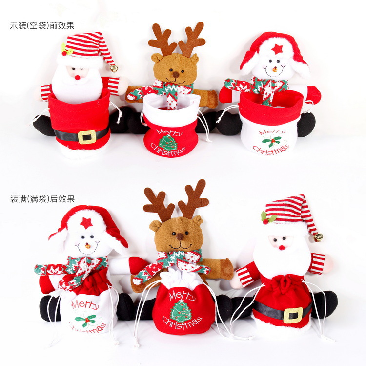 Nueva bolsa de regalo de dibujos animados de Navidad kindergarten niños bolsa de dulces Nochebuena muñeca de Navidad con cordón bolsa de manzana