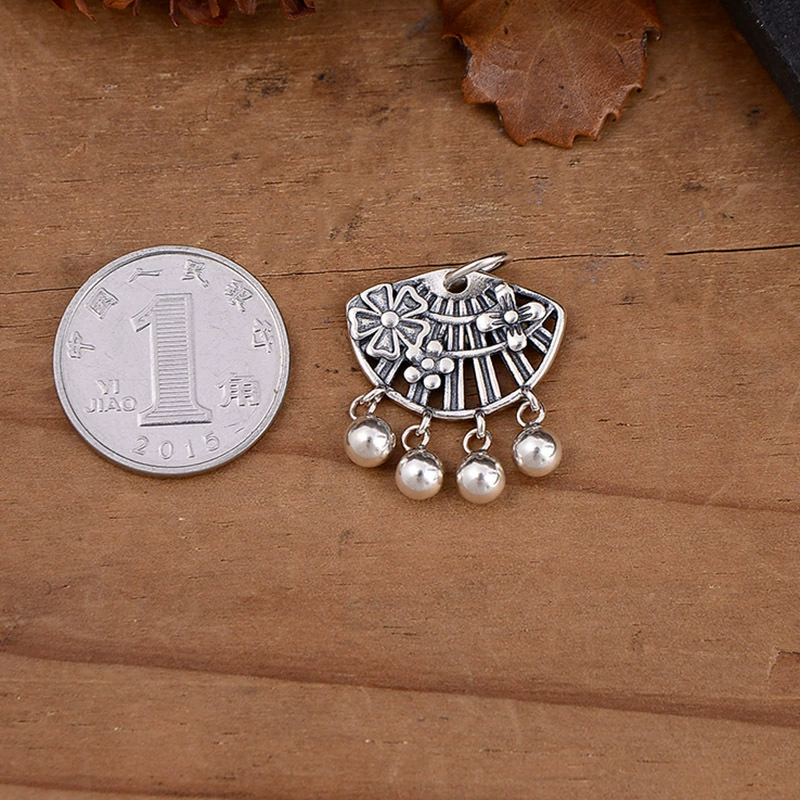Retro matte pendant, small accessory flower-shaped, bracelet, accessories, S925, silver 925 sample