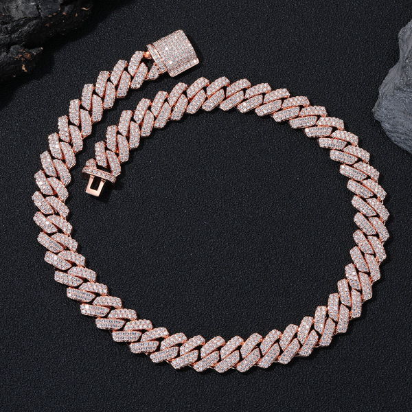 Copper necklace and bracelet hip-hop style with zircon