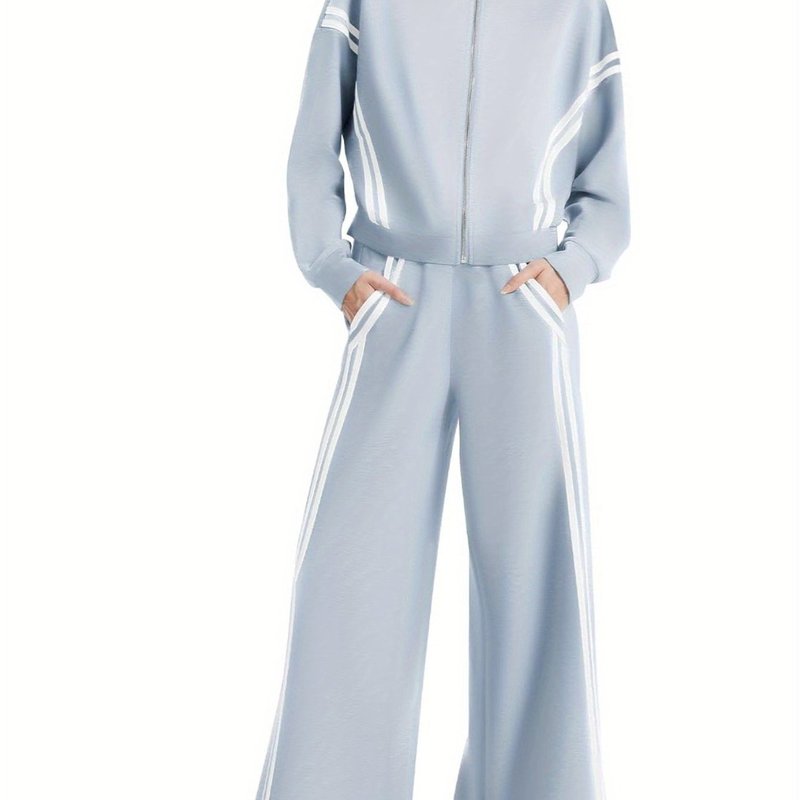 Women's 2 Piece Outfits Zip Up Sweatshirt Contrast Striped|undefined