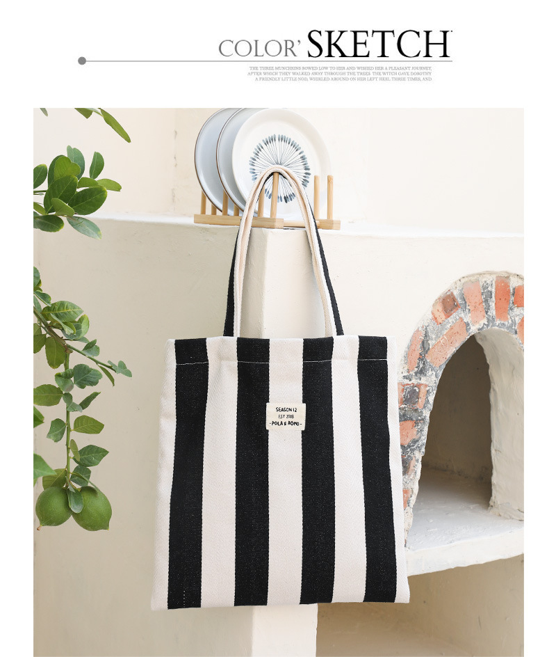 Women's Large Canvas Stripe Preppy Style Classic Style Open Canvas Bag display picture 8