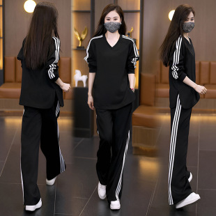 Plus Size Women's Casual Sportswear Suit Women's 2025 Spring & Fall New Long-Sleeved Fashion Free Two-Piece Set Women's Trend