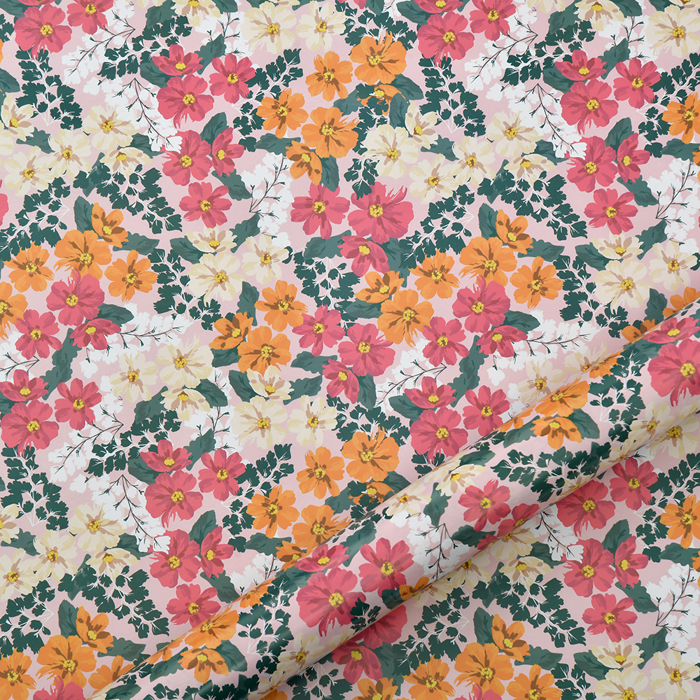Transfronterizo nuevo papel de regalo serie de flores papel recubierto pequeña caja de regalo floral papel de regalo al por mayor