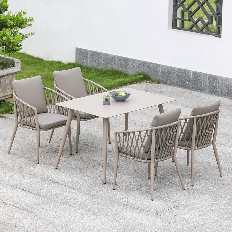 Mesas y sillas al aire libre nórdicas Patio Villa Patio Mesas y sillas Patio Al aire libre Jardín Terraza Ocio Mesas y sillas de ratán Combinación