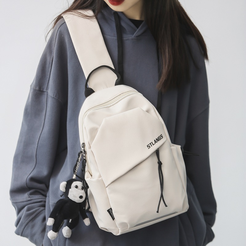 Men's Single-Shoulder Bag with a High-End Feel, Versatile and Large-Capacity Chest Bag, Simple Student-Style Trendy Sports Crossbody Bag
