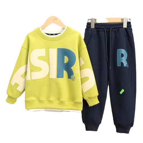 Children's Autumn Outfit Set  New Print Letter Hoodie Spring and Autumn Season Sports Fashion Vibe Two-Piece Set