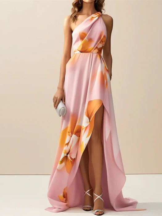 2025 European and American Fashion Amazon Elegant Intellectual Tight High Waist Slimming Look Printed Hip-Covering One-Step Dress