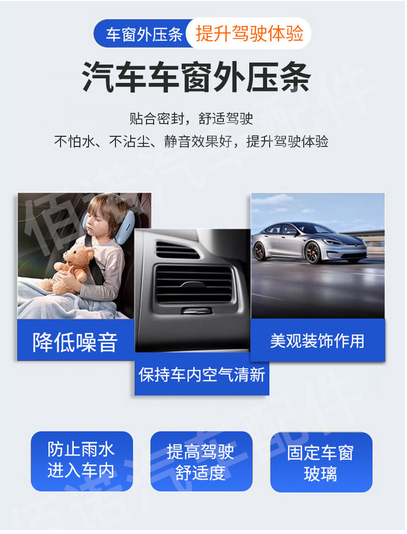 Window Trim Strips Suitable for Toyota Hiace 2005 Model Door Glass Exterior Trim Waterproof Sealing Strips