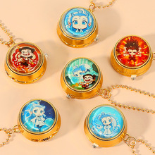 卡通怀表迷你哪吒敖丙动漫表项链挂表旋转翻盖表幼儿园礼物儿童表