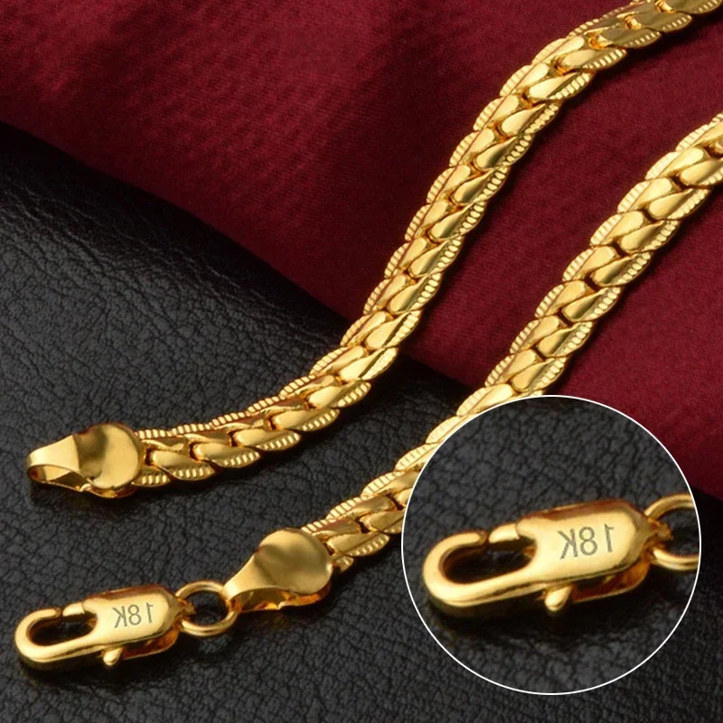 TEMU AliExpress beliebter europäischer und amerikanischer Modeschmuck versilbert 18K vergoldeter Schmuck 5MM Autokante Seitenkette Halskette 20-60cm