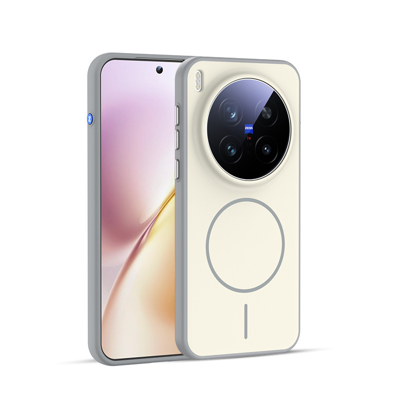 Suitable for Vivox300 Mobile Phone Case Skin-Feel Contrasting Color X300Pro Magnetic Suction Case Full Edge Metal Button New Style Suitable for Vivox300 Mobile Phone Case Skin-Feel Contrasting Color X300Pro Magnetic Suction Case Full Edge Metal Button New Style