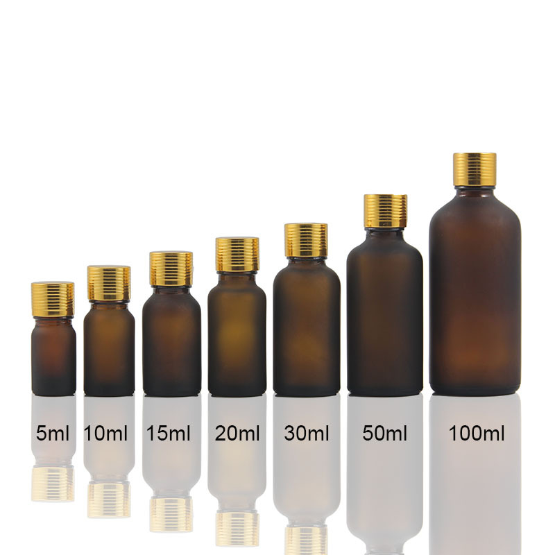 5/10/15/20/30/50/100ml亮金罗圈铝盖 棕色礞砂原料玻璃精油瓶