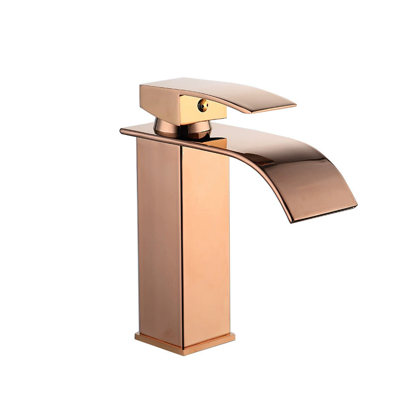 Grifo de Caño Ancho Tipo Cascada de Acero Inoxidable Mezclador de Agua Fría y Caliente para Lavabo