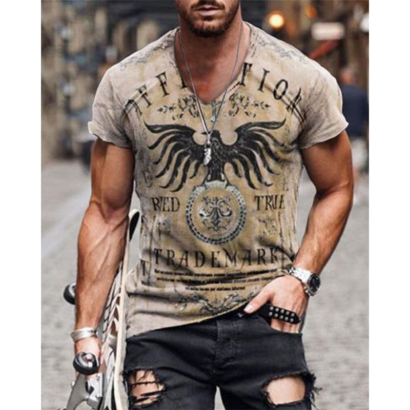 2024 New Wear Printed Casual Fashion Street Men's Short sleeved T-shirt Top_voghion.com
