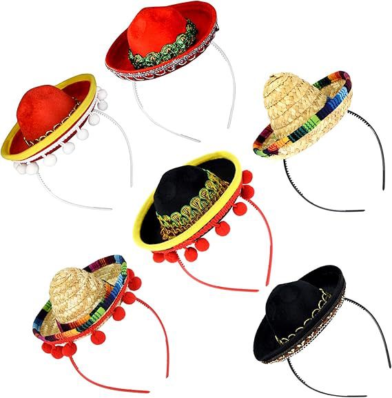 Carnaval adulto niño sombrero mexicano bandas de pelo pequeño sombrero fiesta mini sombrero mexicano