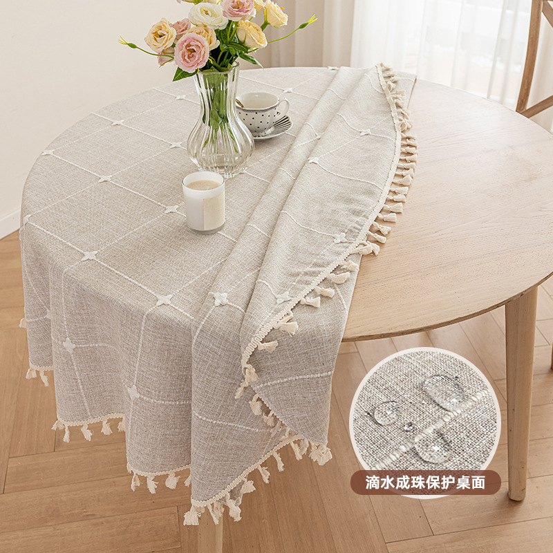 Mantel redondo personalizado transfronterizo, impermeable y a prueba de polvo, mantel de mesa jacquard, resistente al desgaste y antideslizante, procesamiento de mantel de mesa redonda al por mayor