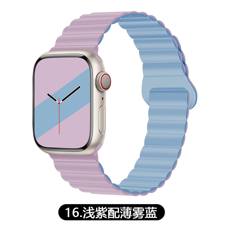 Подходит ремешок Apple Watch двухцветный магнитный силикон IWATCH1-9 поколения/SE