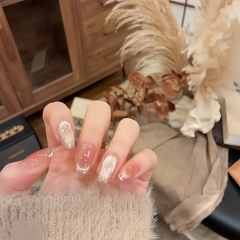 【Minimalism】2026 New Model Champagne Cat Eye Gentle Blush Nude Pink Brightening Pure Handmade Wearable Nails
