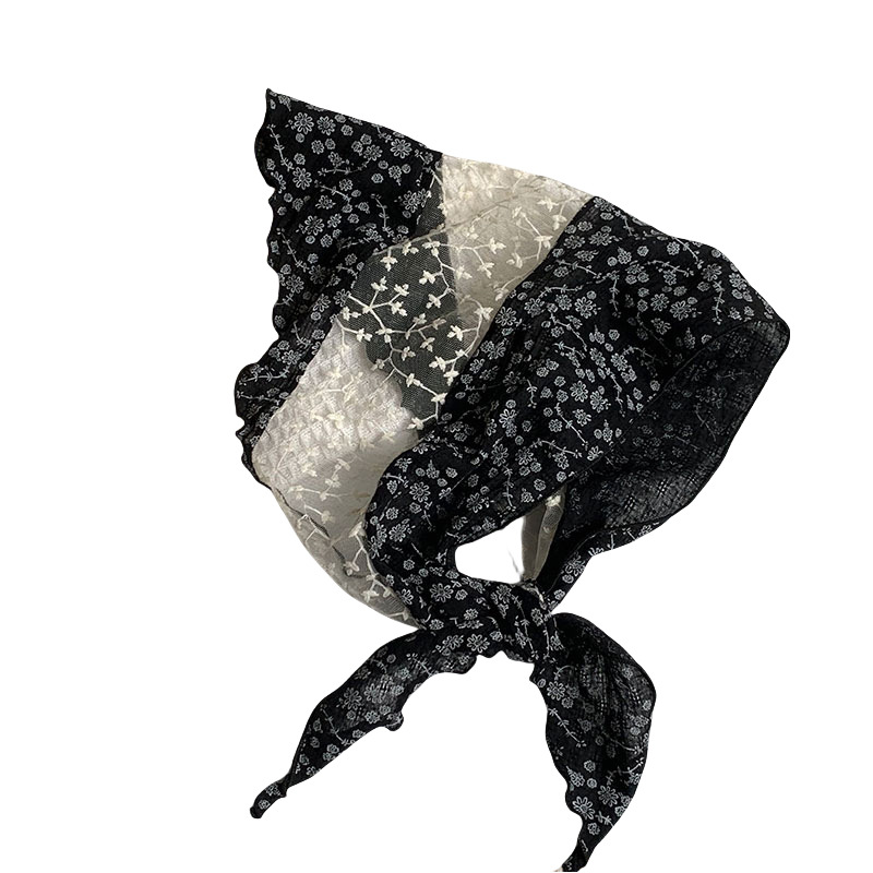 Bufanda triangular, babero, arte femenino, nuevo estilo, bufanda floral, bufanda de seda, pañuelo de alta calidad, diadema pastoral femenina de verano, cabello atado