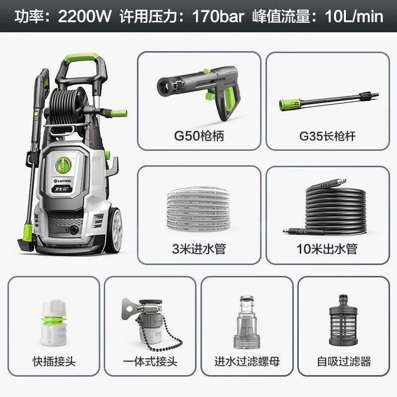 Shuǐbèng Lutian Garden Cleaning Machine Car Washer High Pressure Water Gun (Car washing machine) - guardian-d6-2200w-series-motor-standard