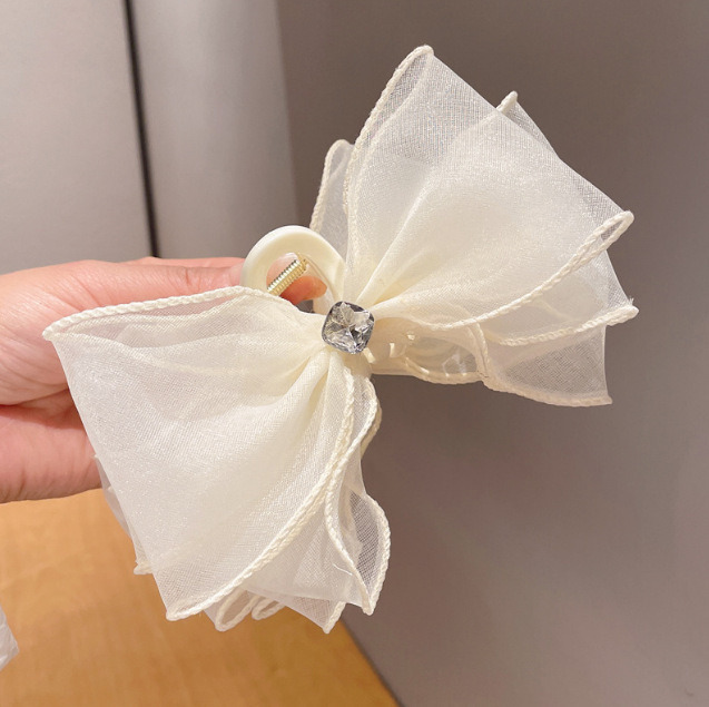 Off-white sparkling diamond mesh