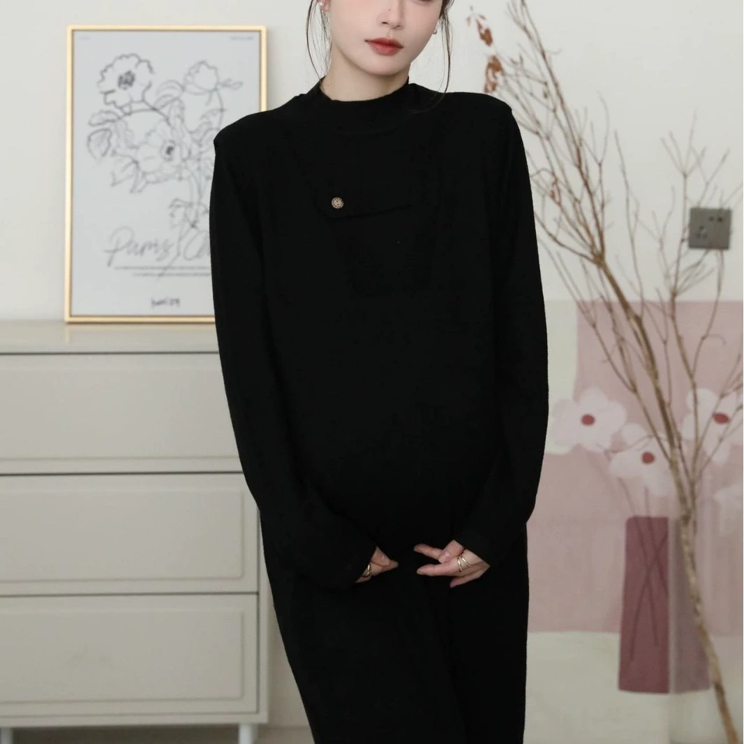 Demi-season set for pregnant, fashionable design vest, body-friendly sweater, trend of season, bright catchy style, fitted