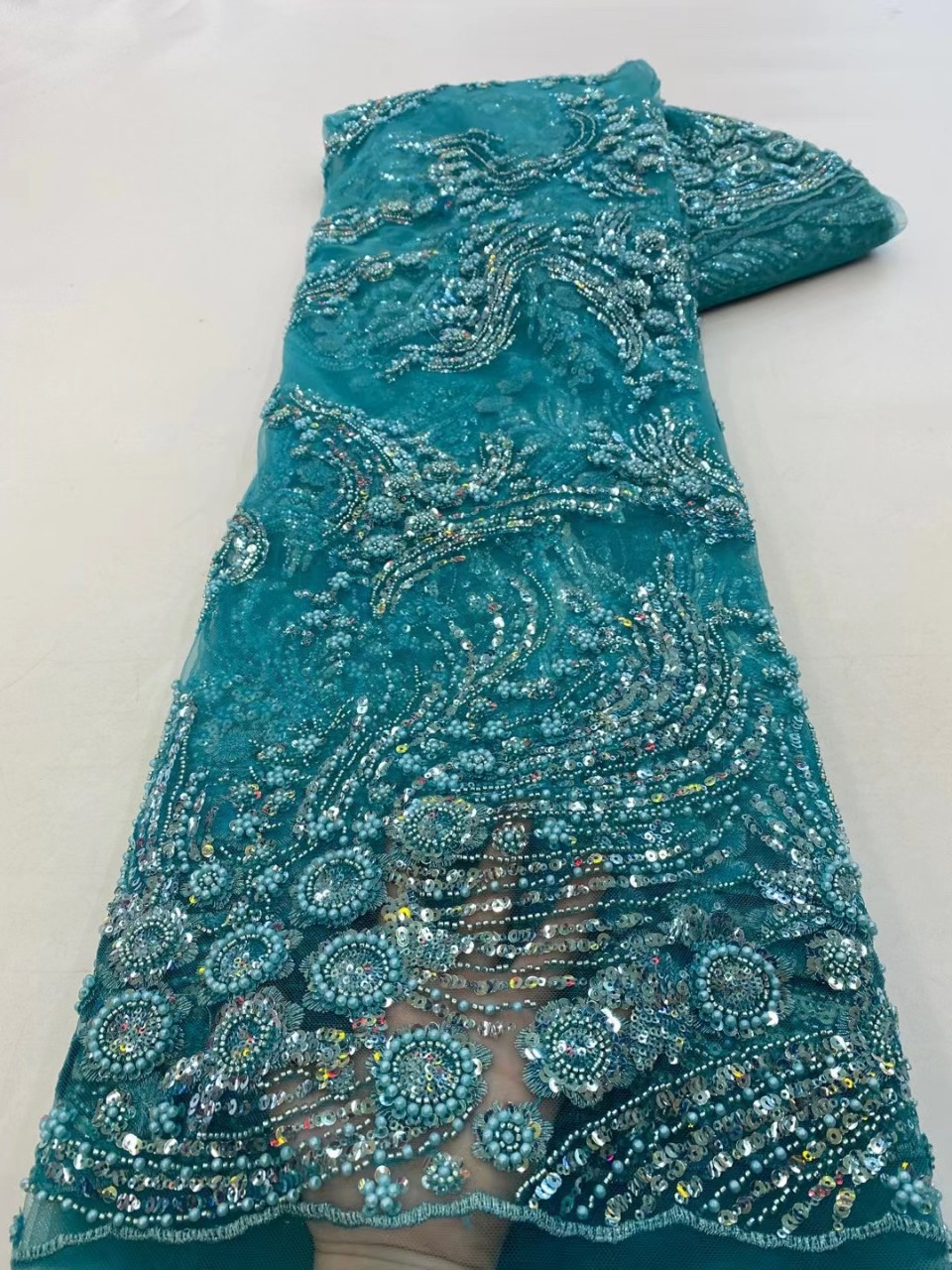 La industria pesada del tubo del grano de la boda vestido de noche de moda europea y americana de encaje de tela de encaje de boda JX2647 image 13