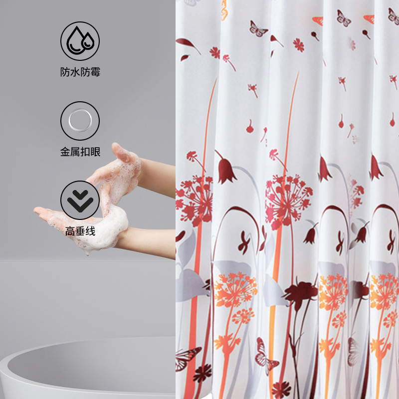 Chunya Textile Waterproof Spring Summer Dandelion Thick Polyester Shower Curtain Moldproof Barrier Curtain Dimensions All