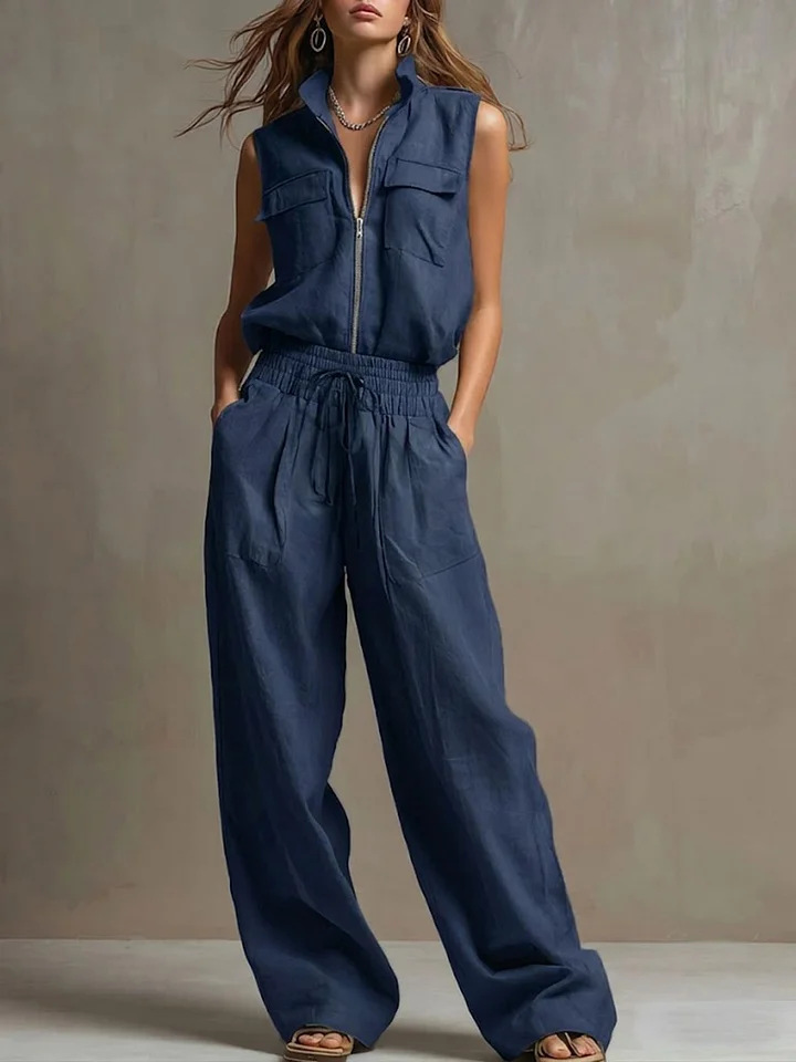 Lässiger Damen-Trainingsanzug mit Reißverschluss – Atmungsaktive Polyester-Loungewear-Hose und -Jacke (S-5XL, 6 Farben, lockere Passform für Fitnessstudio und Reisen)_voghion.com