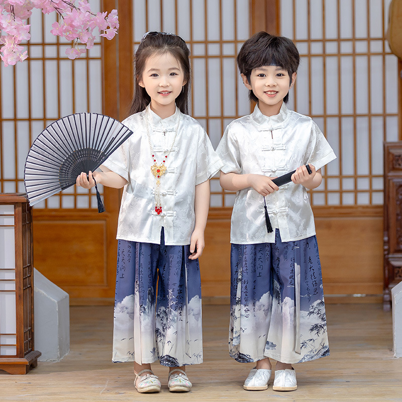 六一兒童演出服中國風男女童夏季漢服幼兒園服國風唐裝寶寶古裝潮